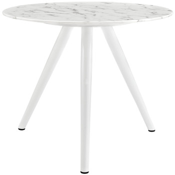 Modway Lippa 36" Round Artificial Marble Dining Table with Tripod Base EEI-2522-WHI White