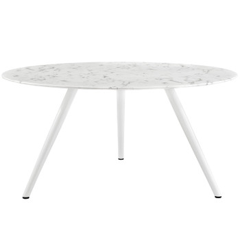 Modway Lippa 60" Round Artificial Marble Dining Table with Tripod Base EEI-2527-WHI White