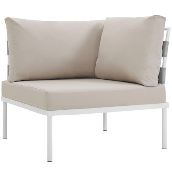 Modway Harmony Outdoor Patio Aluminum Corner Sofa White Beige EEI-2601-WHI-BEI