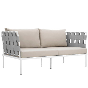 Modway Harmony Outdoor Patio Aluminum Loveseat White Beige EEI-2603-WHI-BEI