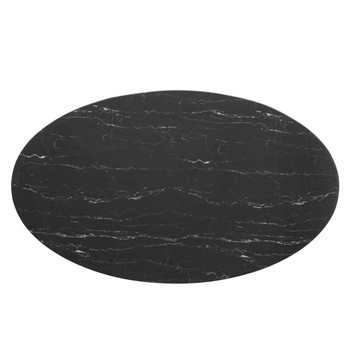 Modway EEI-5243-GLD-BLK Lippa 60" Oval Artificial Marble Dining Table