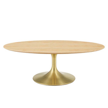 Modway EEI-5520-GLD-NAT Lippa 48" Oval Wood Coffee Table