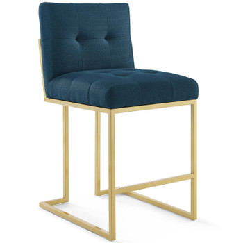 Modway Privy Gold Stainless Steel Upholstered Fabric Counter Stool Gold Azure EEI-3852-GLD-AZU