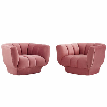 Modway Entertain Vertical Channel Tufted Performance Velvet Armchair Set of 2 Dusty Rose EEI-4085-DUS