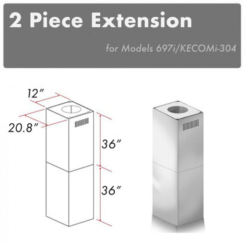 ZLINE 2-36" Chimney Extensions for 10 ft. to 12 ft. Ceilings (2PCEXT-697i/KECOMi-304)
