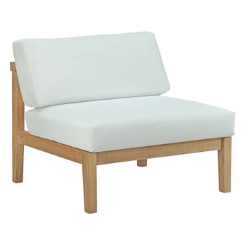 Modway Bayport Outdoor Patio Teak Armless Natural White EEI-2697-NAT-WHI