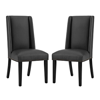 Modway Baron Dining Chair Vinyl Set of 2 Black EEI-2747-BLK-SET