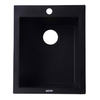 ALFI brand AB1720DI-BLA Black 17" Drop-In Rectangular Granite Composite Kitchen Prep Sink