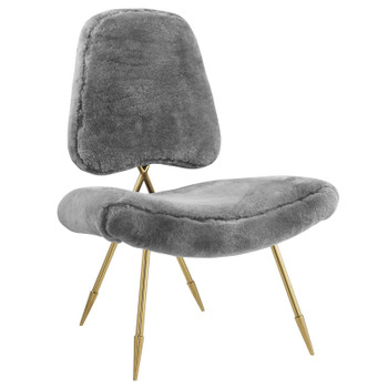 Modway Ponder Upholstered Sheepskin Fur Lounge Chair Gray EEI-2810-GRY
