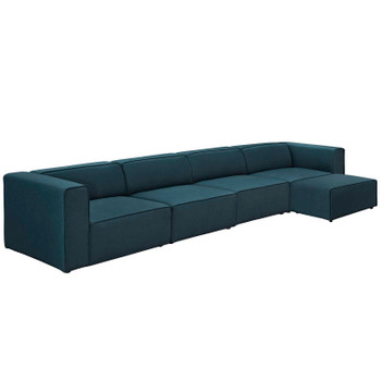 Modway Mingle 5 Piece Upholstered Fabric Sectional Sofa Set Blue EEI-2833-BLU