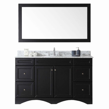 Virtu USA ES-25060-WMRO-ES-001 Talisa 60" Single Bath Vanity in Espresso with Marble Top and Round Sink with Brushed Nickel Faucet and Mirror