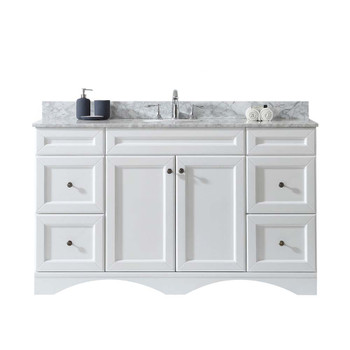 Virtu USA ES-25060-WMRO-WH-NM Talisa 60" Single Bath Vanity in White with Marble Top and Round Sink