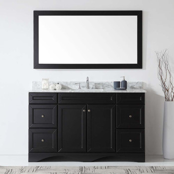 Virtu USA ES-25060-WMSQ-ES Talisa 60" Single Bath Vanity in Espresso with Marble Top and Square Sink with Mirror