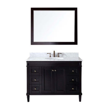 Virtu USA ES-40048-WMRO-ES Tiffany 48" Single Bath Vanity in Espresso with Marble Top and Round Sink with Mirror