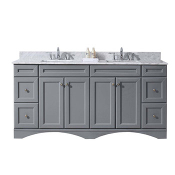 Virtu USA ED-25072-WMSQ-GR-001-NM Talisa 72" Double Bath Vanity in Grey with Marble Top and Square Sink with Brushed Nickel Faucet