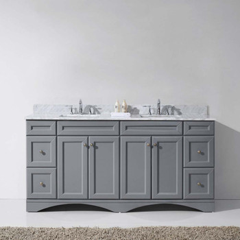 Virtu USA ED-25072-WMSQ-GR-001-NM Talisa 72" Double Bath Vanity in Grey with Marble Top and Square Sink with Brushed Nickel Faucet