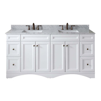 Virtu USA ED-25072-WMSQ-WH-002-NM Talisa 72" Double Bath Vanity in White with Marble Top and Square Sink with Polished Chrome Faucet