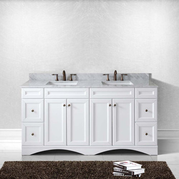 Virtu USA ED-25072-WMSQ-WH-002-NM Talisa 72" Double Bath Vanity in White with Marble Top and Square Sink with Polished Chrome Faucet
