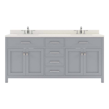 Virtu USA MD-2072-DWQRO-GR-NM Caroline 72" Double Bath Vanity in Grey with Dazzle White Top and Round Sink