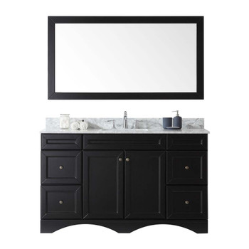 Virtu USA ES-25060-WMSQ-ES-001 Talisa 60" Single Bath Vanity in Espresso with Marble Top and Square Sink with Brushed Nickel Faucet and Mirror