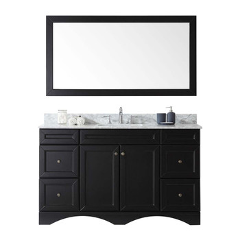 Virtu USA ES-25060-WMSQ-ES-002 Talisa 60" Single Bath Vanity in Espresso with Marble Top and Square Sink with Polished Chrome Faucet and Mirror