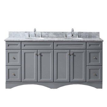 Virtu USA ED-25072-WMRO-GR-002-NM Talisa 72" Double Bath Vanity in Grey with Marble Top and Round Sink with Polished Chrome Faucet