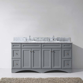 Virtu USA ED-25072-WMRO-GR-002-NM Talisa 72" Double Bath Vanity in Grey with Marble Top and Round Sink with Polished Chrome Faucet