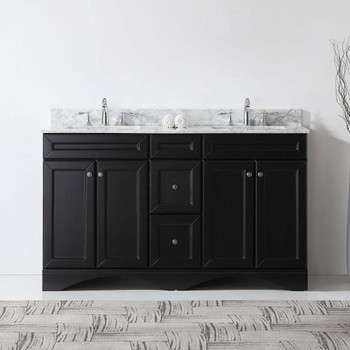 Virtu USA ED-25060-WMSQ-ES-NM Talisa 60" Double Bath Vanity in Espresso with Marble Top and Square Sink