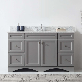Virtu USA ES-25060-WMSQ-GR-NM Talisa 60" Single Bath Vanity in Grey with Marble Top and Square Sink