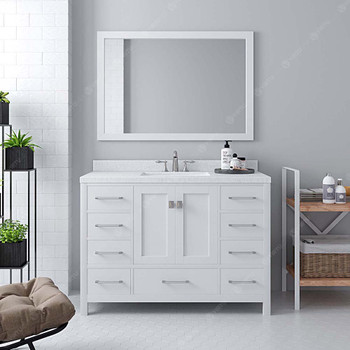 Virtu USA GS-50048-DWQSQ-WH-NM Caroline Avenue 48" Single Bath Vanity in White with Dazzle White Top and Square Sink