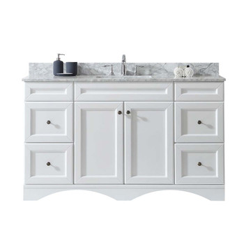 Virtu USA ES-25060-WMSQ-WH-NM Talisa 60" Single Bath Vanity in White with Marble Top and Square Sink