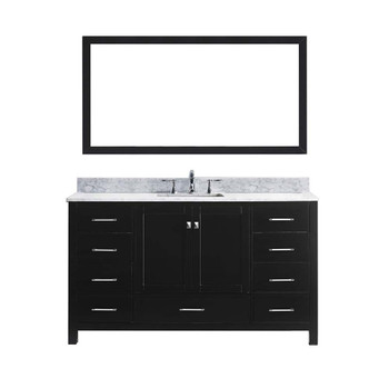 Virtu USA GS-50060-WMSQ-ES Caroline Avenue 60" Single Bath Vanity in Espresso with Marble Top and Square Sink with Mirror