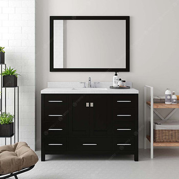 Virtu USA GS-50048-DWQSQ-ES Caroline Avenue 48" Single Bath Vanity in Espresso with Dazzle White Top and Square Sink with Mirror