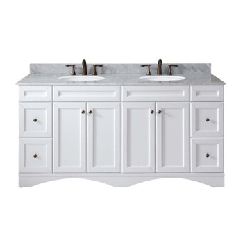 Virtu USA ED-25072-WMRO-WH-002-NM Talisa 72" Double Bath Vanity in White with Marble Top and Round Sink with Polished Chrome Faucet