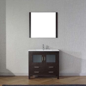 Virtu USA KS-70036-C-ES Dior 36" Single Bath Vanity in Espresso with Slim White Ceramic Top and Square Sink with Polished Chrome Faucet and Mirror