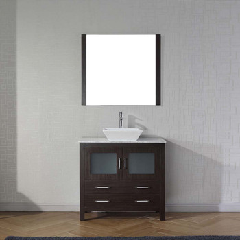 Virtu USA KS-70032-WM-ES Dior 32" Single Bath Vanity in Espresso with Marble Top and Square Sink with Polished Chrome Faucet and Mirror