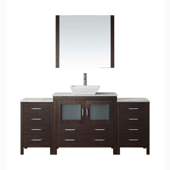 Virtu USA KS-70072-WM-ES-001 Dior 72" Single Bath Vanity in Espresso with Marble Top and Square Sink with Brushed Nickel Faucet and Mirror