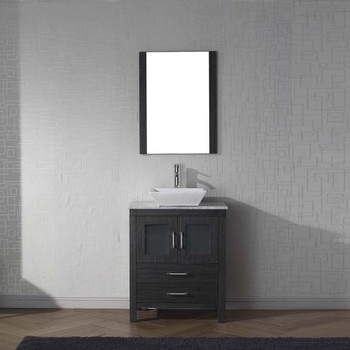 Virtu USA KS-70024-WM-ZG-001 Dior 24" Single Bath Vanity in Zebra Grey with Marble Top and Square Sink with Brushed Nickel Faucet and Mirror