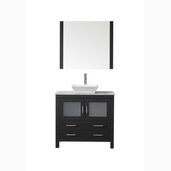 Virtu USA KS-70030-WM-ZG Dior 30" Single Bath Vanity in Zebra Grey with Marble Top and Square Sink with Polished Chrome Faucet and Mirror