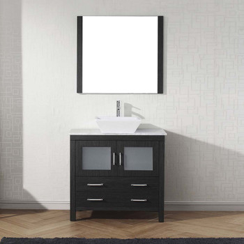 Virtu USA KS-70030-WM-ZG-001 Dior 30" Single Bath Vanity in Zebra Grey with Marble Top and Square Sink with Brushed Nickel Faucet and Mirror