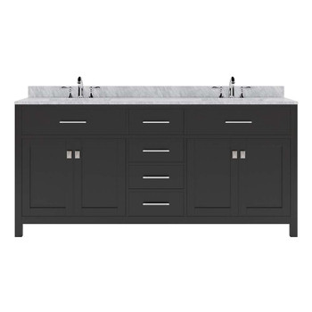 Virtu USA MD-2072-WMRO-ES-002-NM Caroline 72" Double Bath Vanity in Espresso with Marble Top and Round Sink with Polished Chrome Faucet