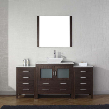 Virtu USA KS-70068-WM-ES Dior 68" Single Bath Vanity in Espresso with Marble Top and Square Sink with Polished Chrome Faucet and Mirror