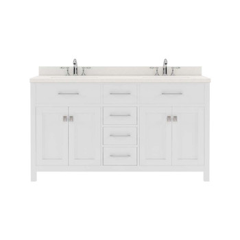 Virtu USA MD-2060-DWQSQ-WH-NM Caroline 60" Double Bath Vanity in White with Dazzle White Top and Square Sink