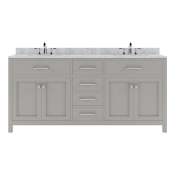 Virtu USA MD-2072-WMRO-CG-002-NM Caroline 72" Double Bath Vanity in Cashmere Grey with Marble Top and Round Sink with Polished Chrome Faucet