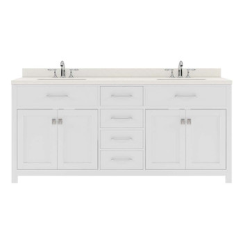 Virtu USA MD-2072-DWQRO-WH-NM Caroline 72" Double Bath Vanity in White with Dazzle White Top and Round Sink