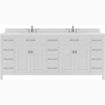 Virtu USA MD-2178-DWQRO-WH-NM Caroline Parkway 78" Double Bath Vanity in White with Dazzle White Top and Round Sink