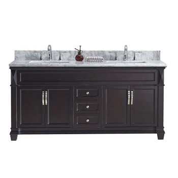 Virtu USA MD-2660-WMSQ-ES-NM Victoria 60" Double Bath Vanity in Espresso with Marble Top and Square Sink