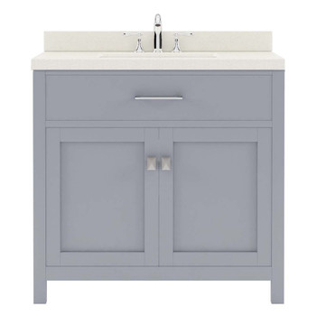 Virtu USA MS-2036-DWQSQ-GR-NM Caroline 36" Single Bath Vanity in Grey with Dazzle White Top and Square Sink