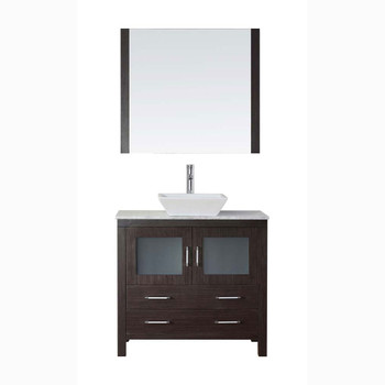 Virtu USA KS-70036-WM-ES-001 Dior 36" Single Bath Vanity in Espresso with Marble Top and Square Sink with Brushed Nickel Faucet and Mirror