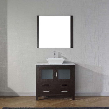 Virtu USA KS-70036-WM-ES-001 Dior 36" Single Bath Vanity in Espresso with Marble Top and Square Sink with Brushed Nickel Faucet and Mirror